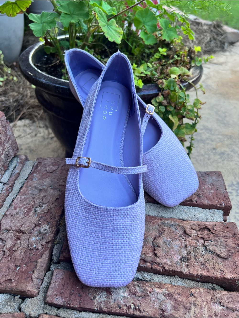 SHU SHOP Women's Lavender Woven Mary Jane Flats Square Toe Buckle US 7.5 M - Picture 2 of 16